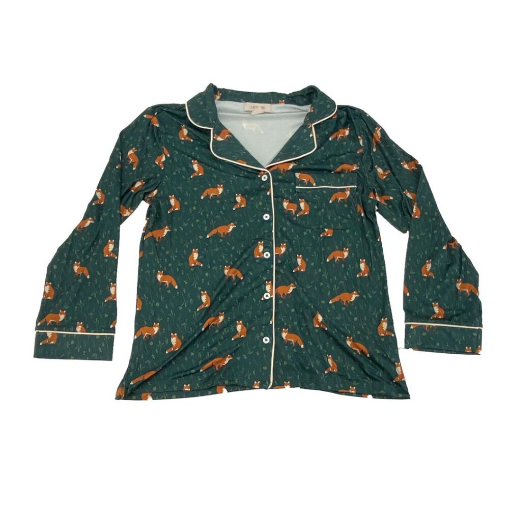 Lattelove Women's Pyjama Set: 3 Pieces | Fox Themed | Green | Medium